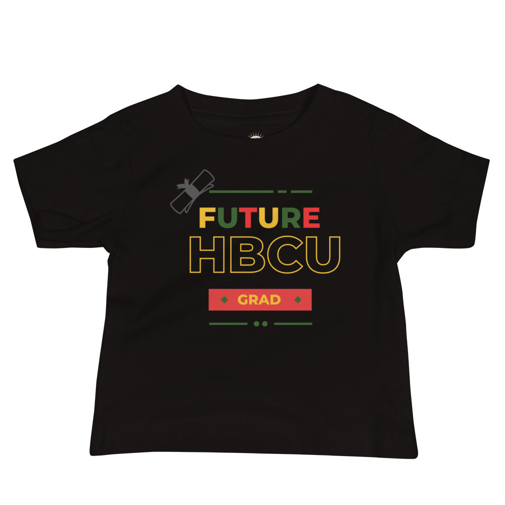 Black baby t-shirt with “Future HBCU Grad” design promoting heritage, pride, and aspiration.