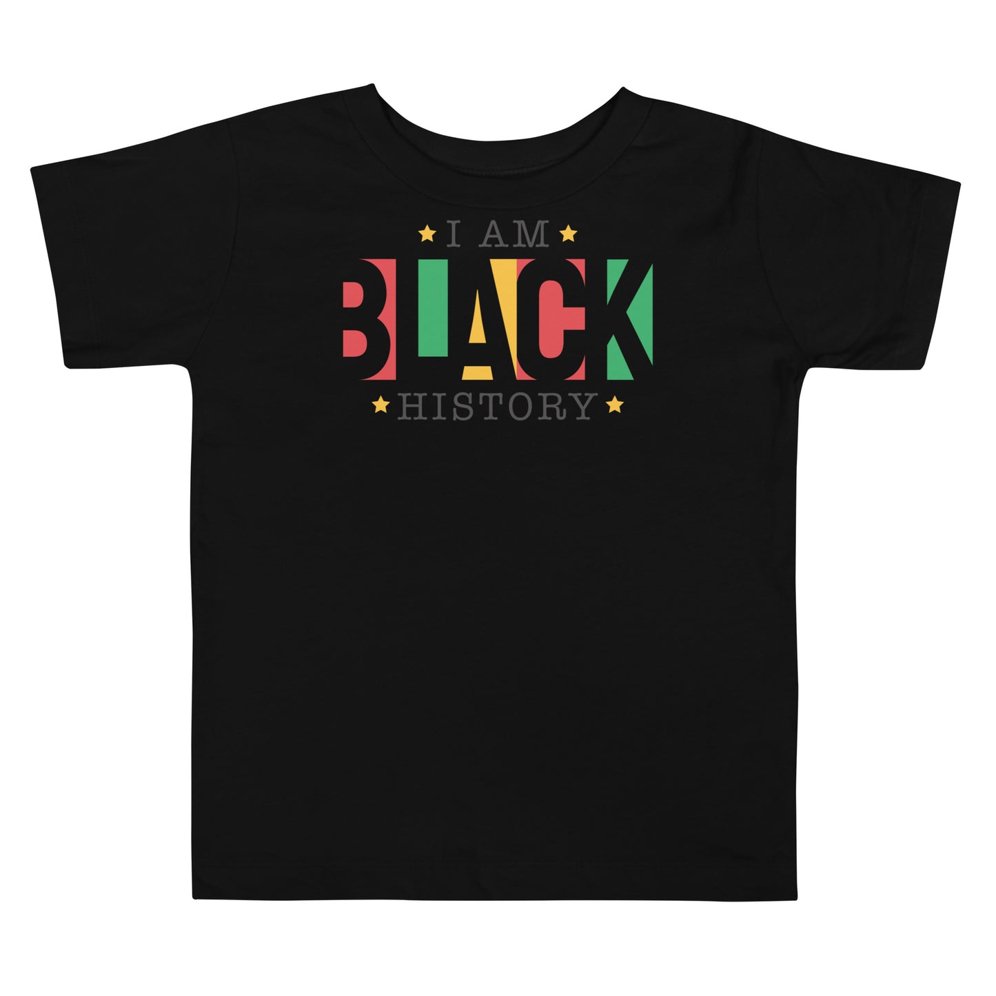 Black toddler t-shirt with “I Am Black History” design celebrating heritage and confidence.